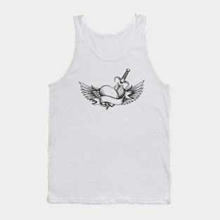 Winged heart pierced by dagger drawn in tattoo style Tank Top